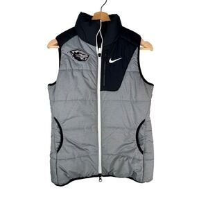 Nike Puffer Vest XS Gray Black Quilted Full Beavers